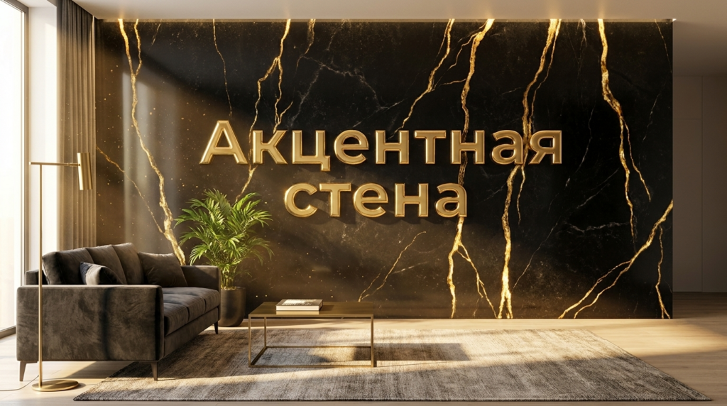 Акцентная стена из гибкого мрамора в гостиной: стильный дизайн 2026