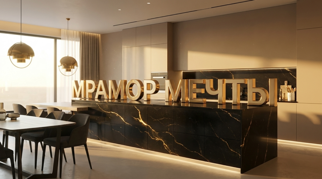 Гибкий мрамор: тренд 2026 для мебели, столешниц и фасадов