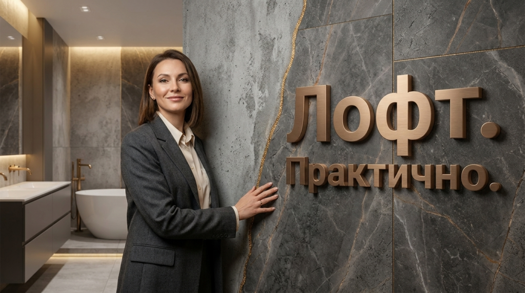 Ванная комната в современном стиле с отделкой стен и пола декоративным лофт-бетоном, подчеркивающая его минималистичный вид и практичность в использовании. Сдержанный и стильный дизайн.