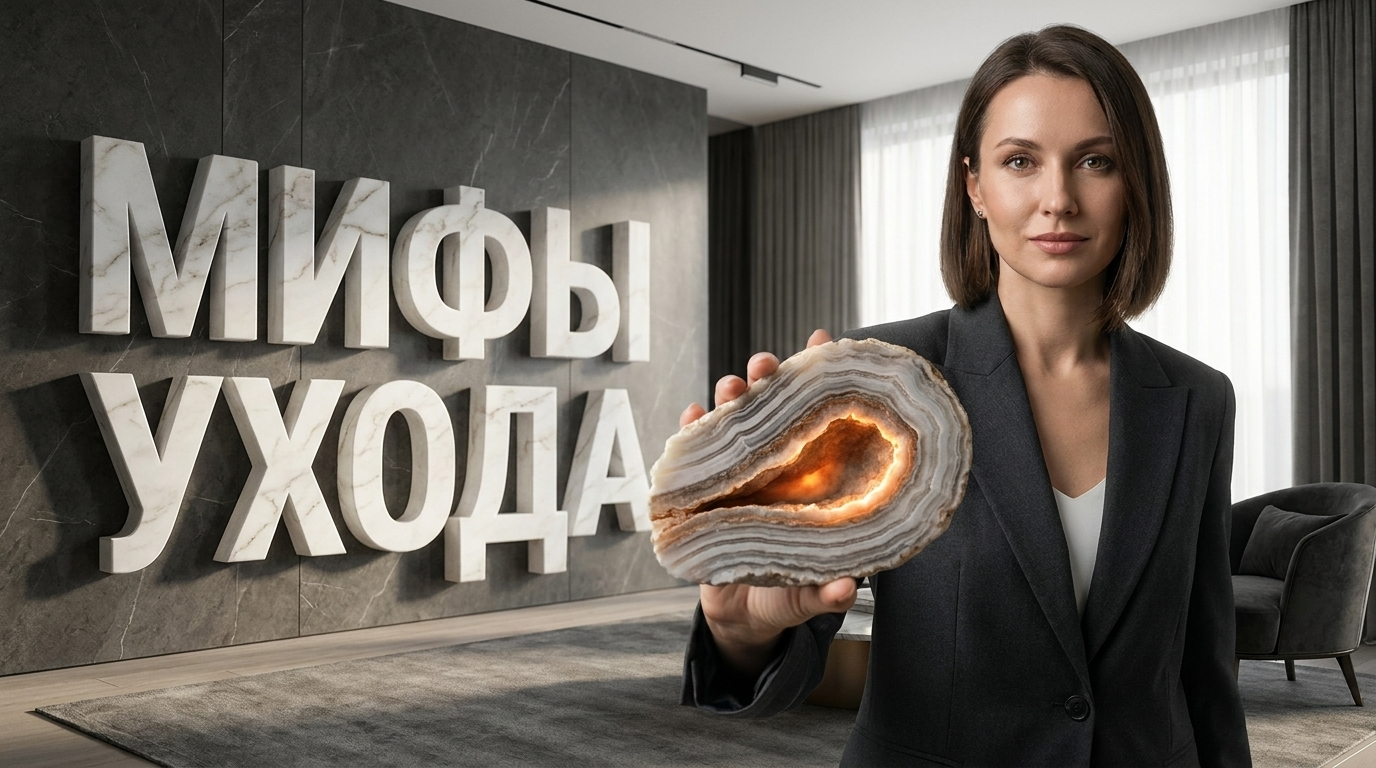 Гибкий мрамор с повреждениями от агрессивных средств. Список запрещенных химикатов для очистки и ухода за гибким мрамором.